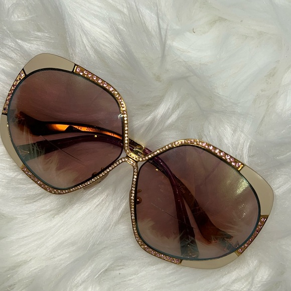 👓💛❤️LOUIS VUITTON VINTAGE SUZY EMBELLISHED OVERSIZED SUNGLASSES Z0400U M1120 - Picture 12 of 17